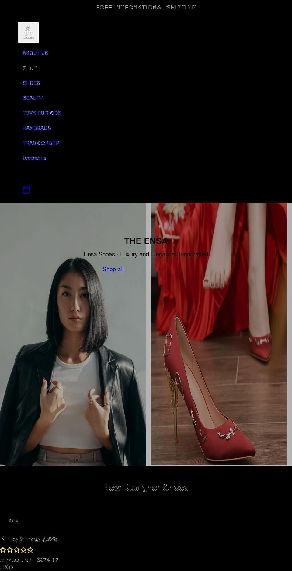 theensa.com — Shopify storefront screenshot