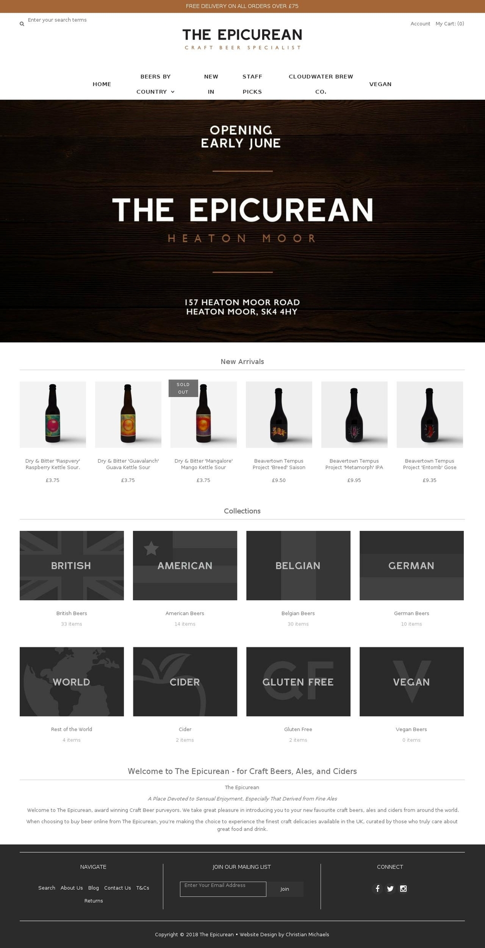 theepicureanbeers.co.uk shopify website screenshot