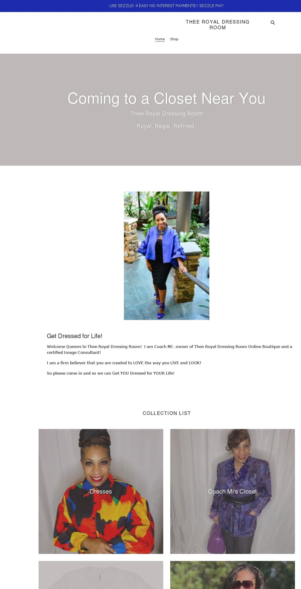 theeroyaldressingroom.com shopify website screenshot