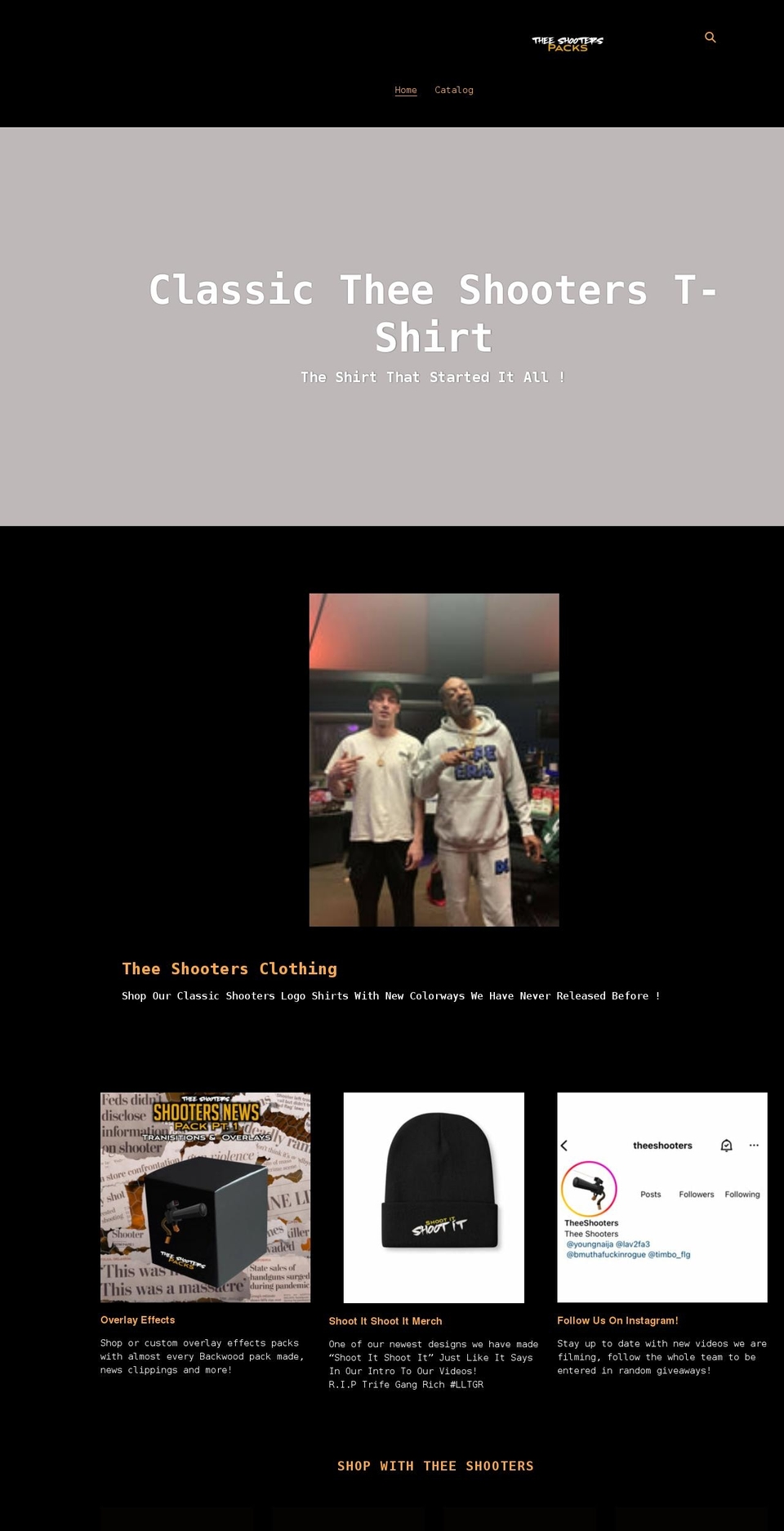 theeshooterspacks.com shopify website screenshot