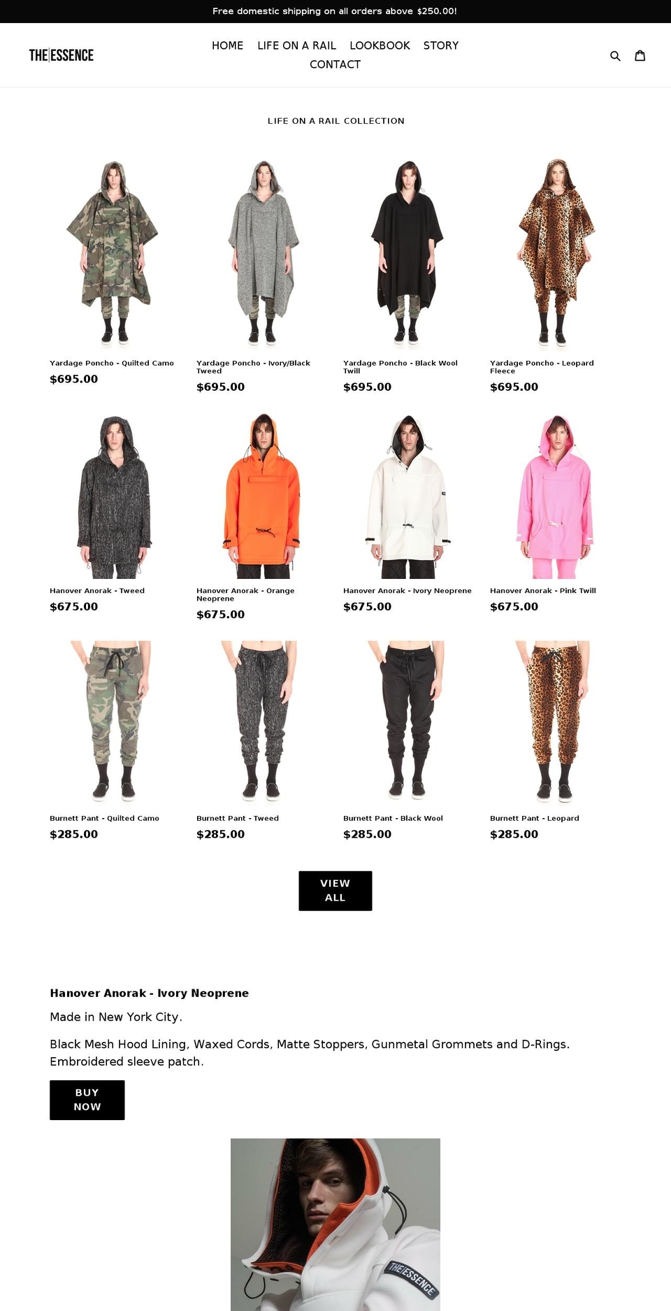 theessenceclothing.com shopify website screenshot