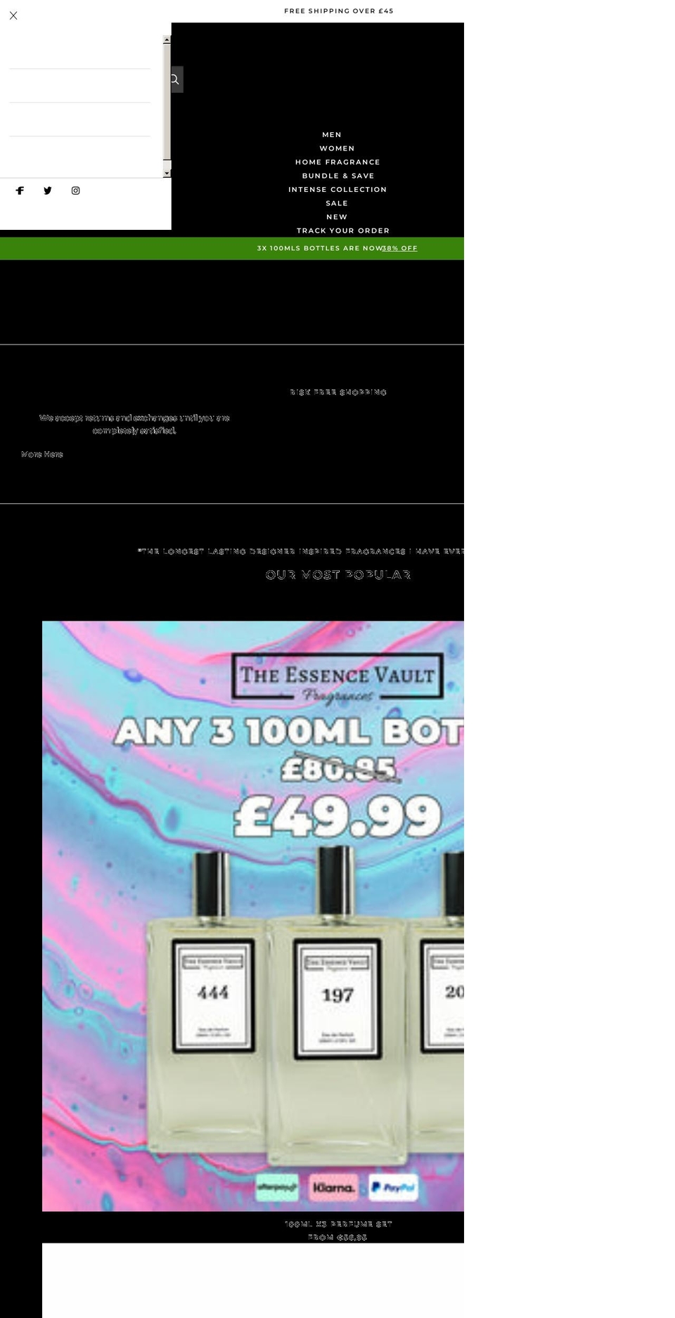 theessencevault.co.uk shopify website screenshot