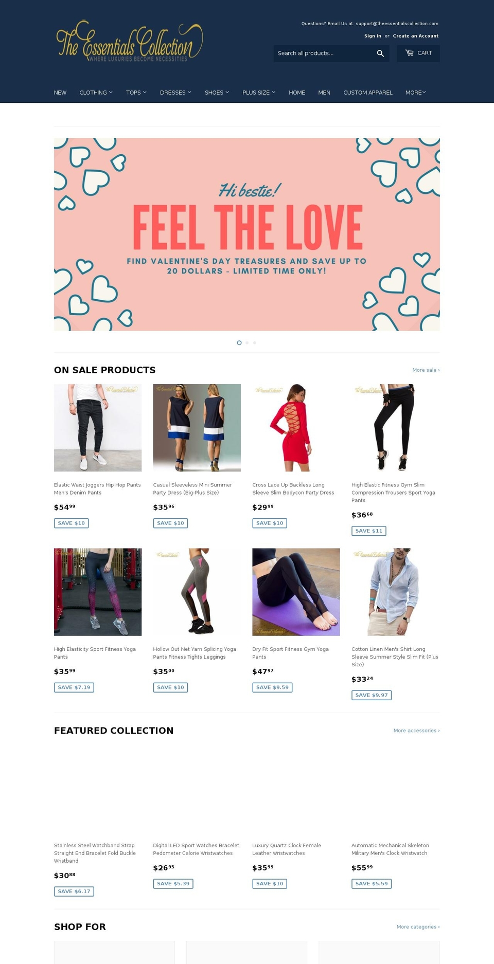 theessentialscollection.com shopify website screenshot