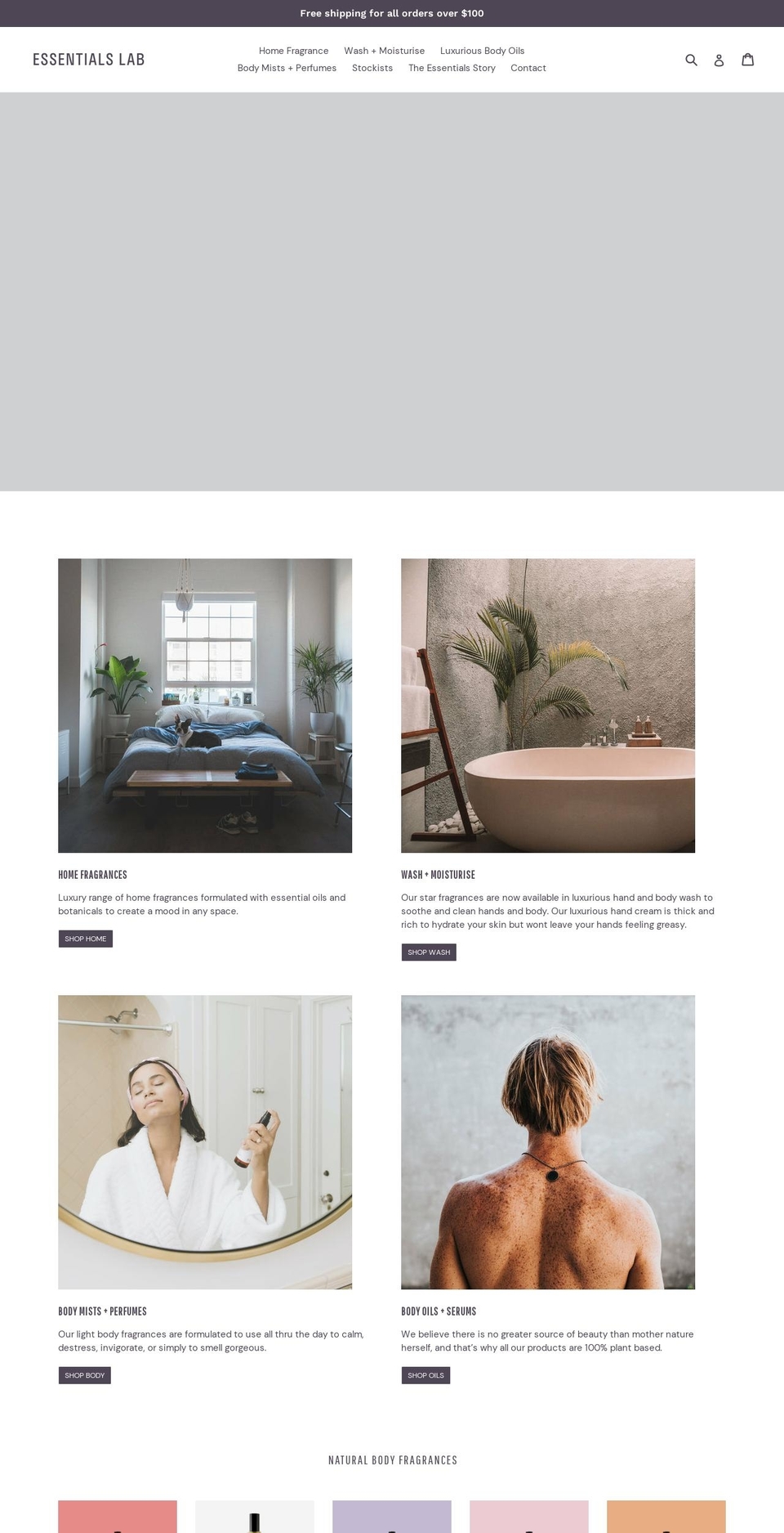 theessentialslab.com shopify website screenshot