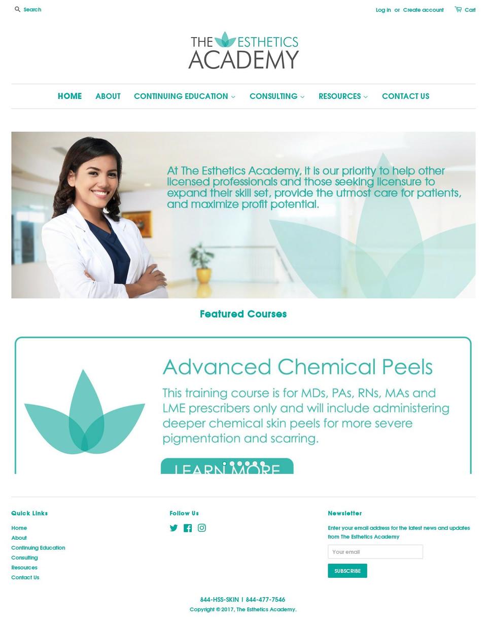 theestheticsacademy.com shopify website screenshot