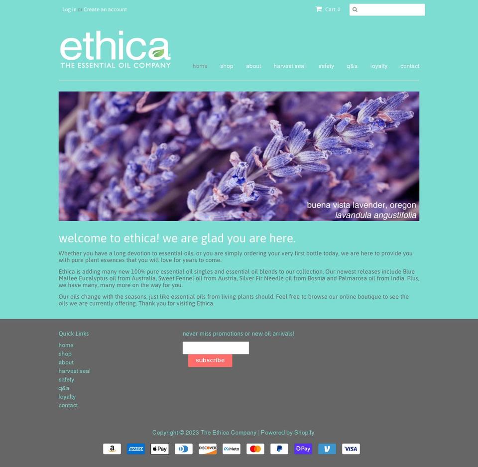 theethicacompany.com shopify website screenshot