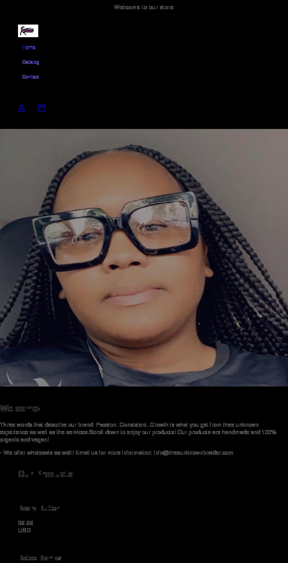 theeunknownbraider.com shopify website screenshot