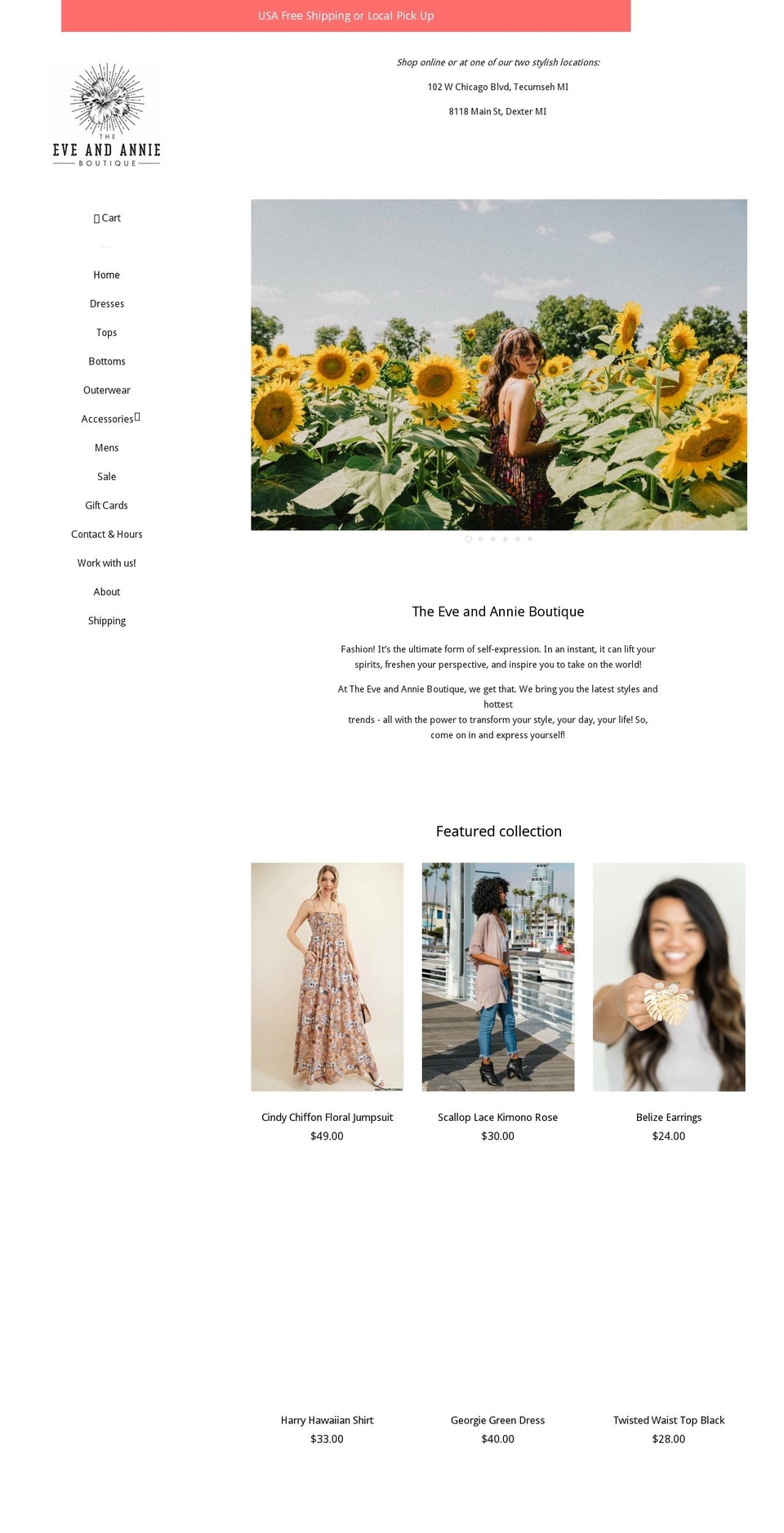 theeveandannieboutique.com — Shopify storefront screenshot