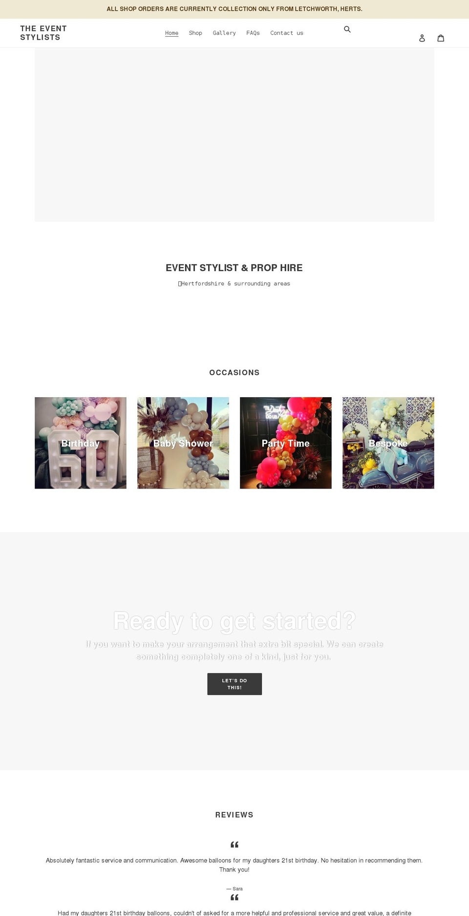theeventstylists.net shopify website screenshot