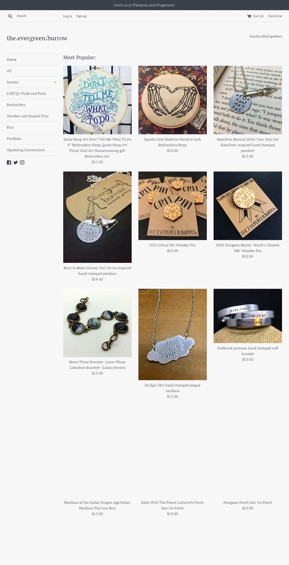 theevergreenburrow.com shopify website screenshot