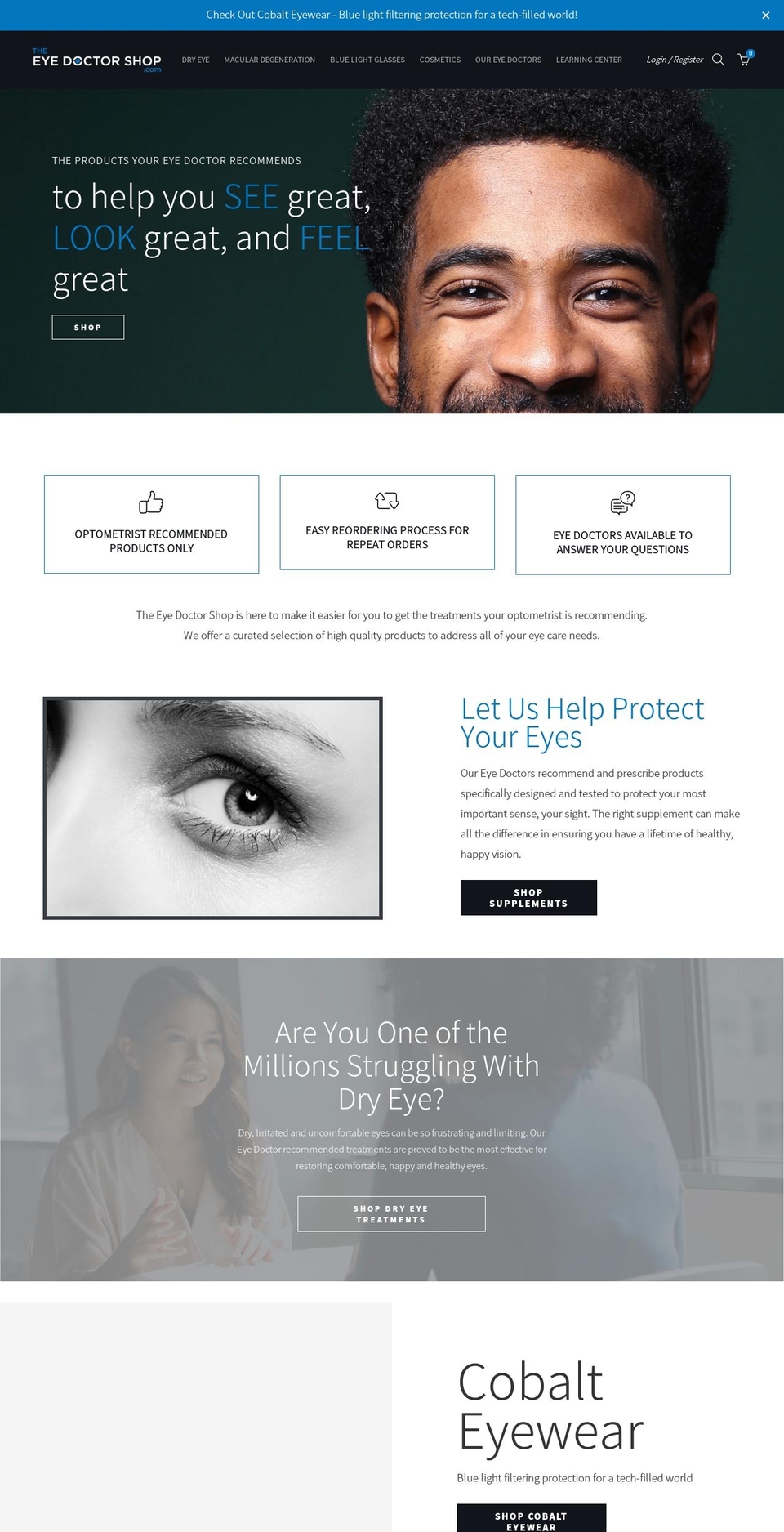 theeyedoctorshop.com shopify website screenshot