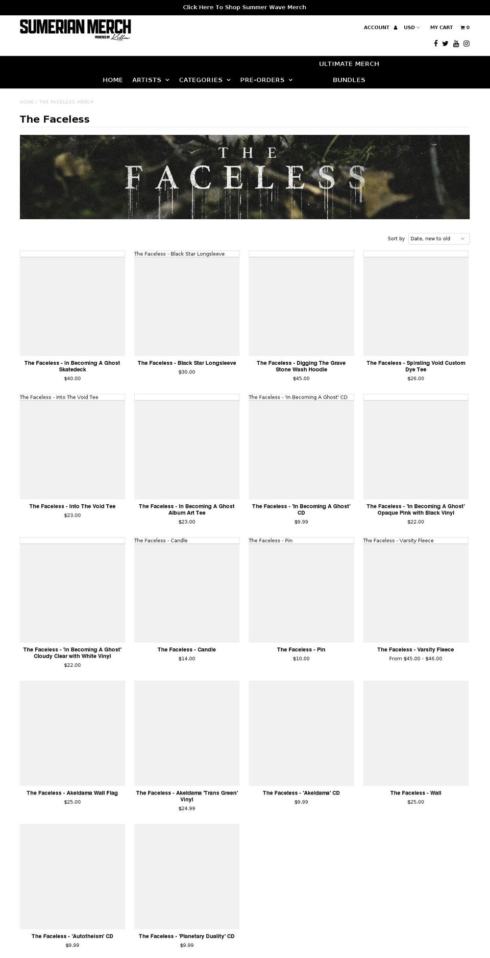 thefacelessmerch.com — Shopify storefront screenshot