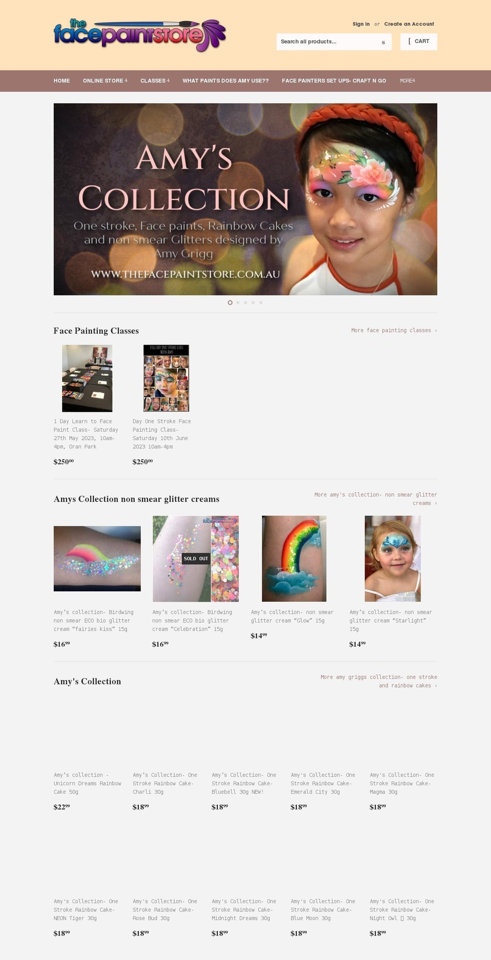 thefacepaintstore.com.au shopify website screenshot