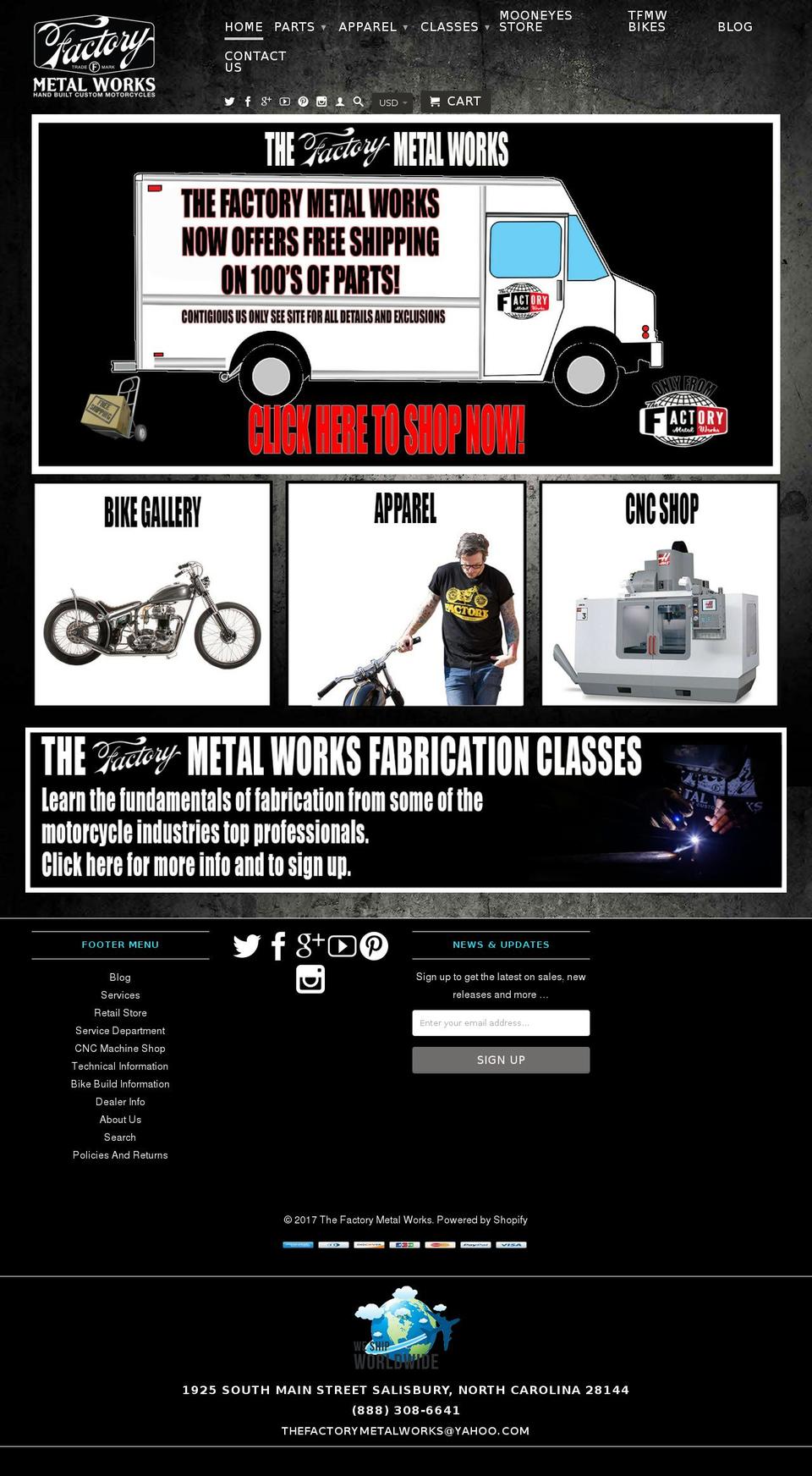 thefactorymetalworks.com shopify website screenshot