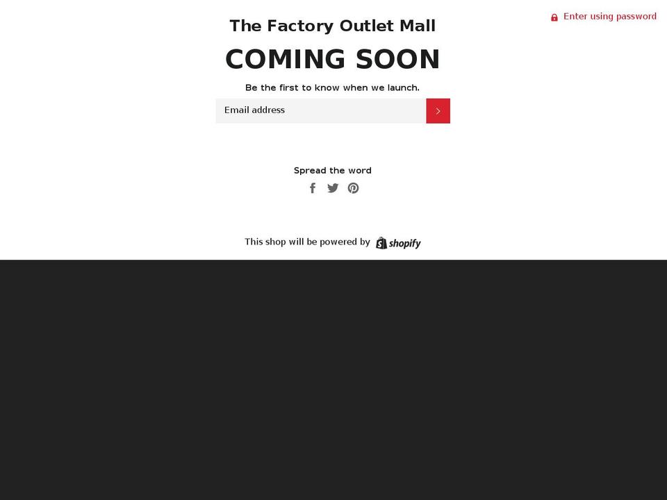 thefactoryoutletmall.com — Shopify storefront screenshot