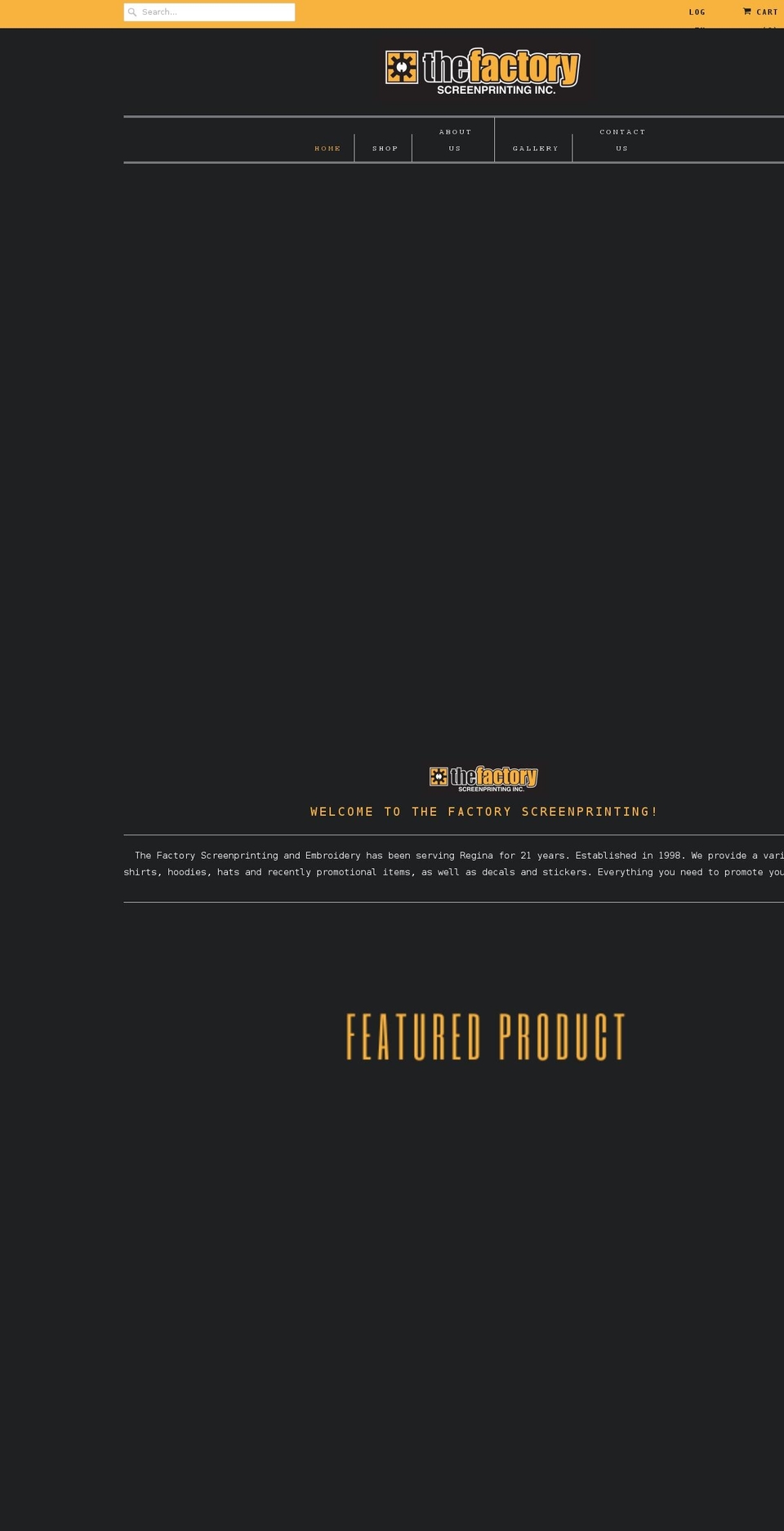 thefactoryscreenprinting.com shopify website screenshot