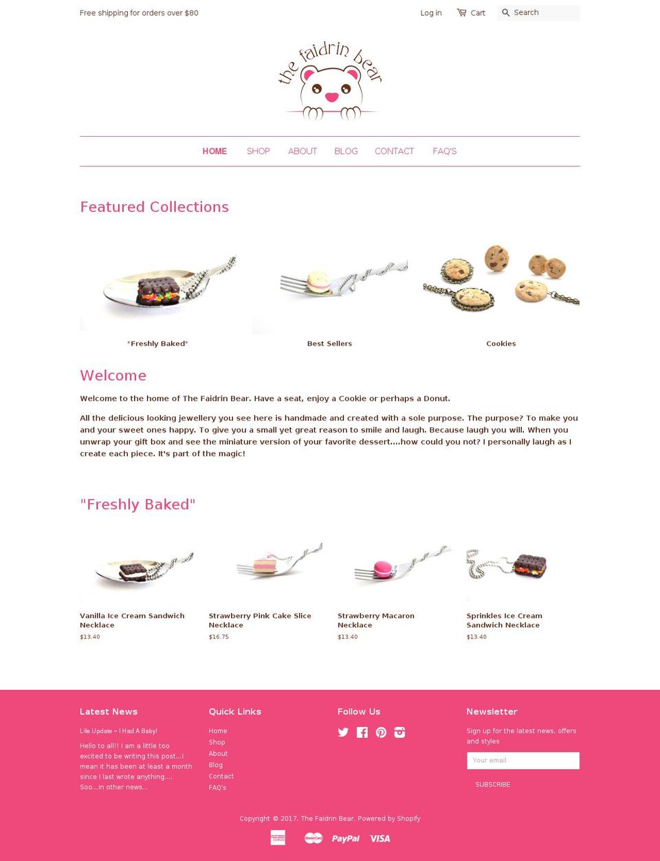 thefaidrinbear.com shopify website screenshot