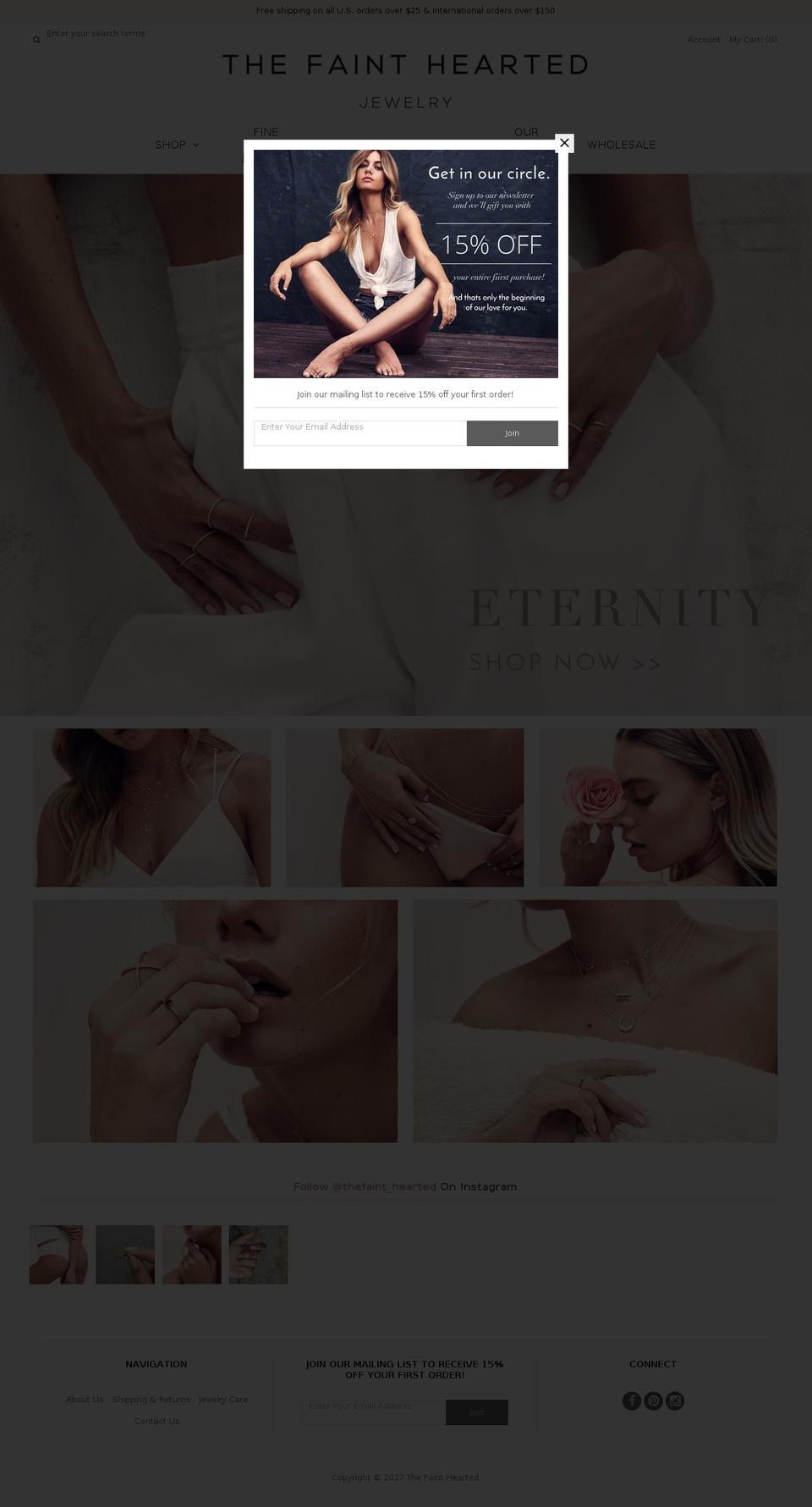 Vantage Shopify theme site example thefainthearted.com
