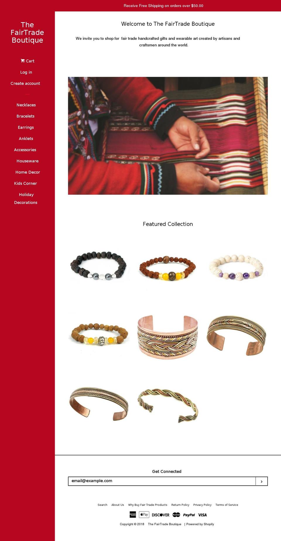 thefairtradeboutique.com — Shopify storefront screenshot