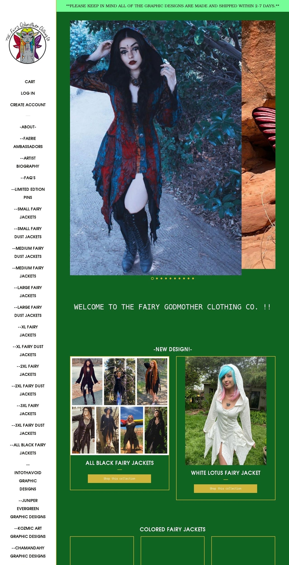thefairygodmotherclothingco.com shopify website screenshot