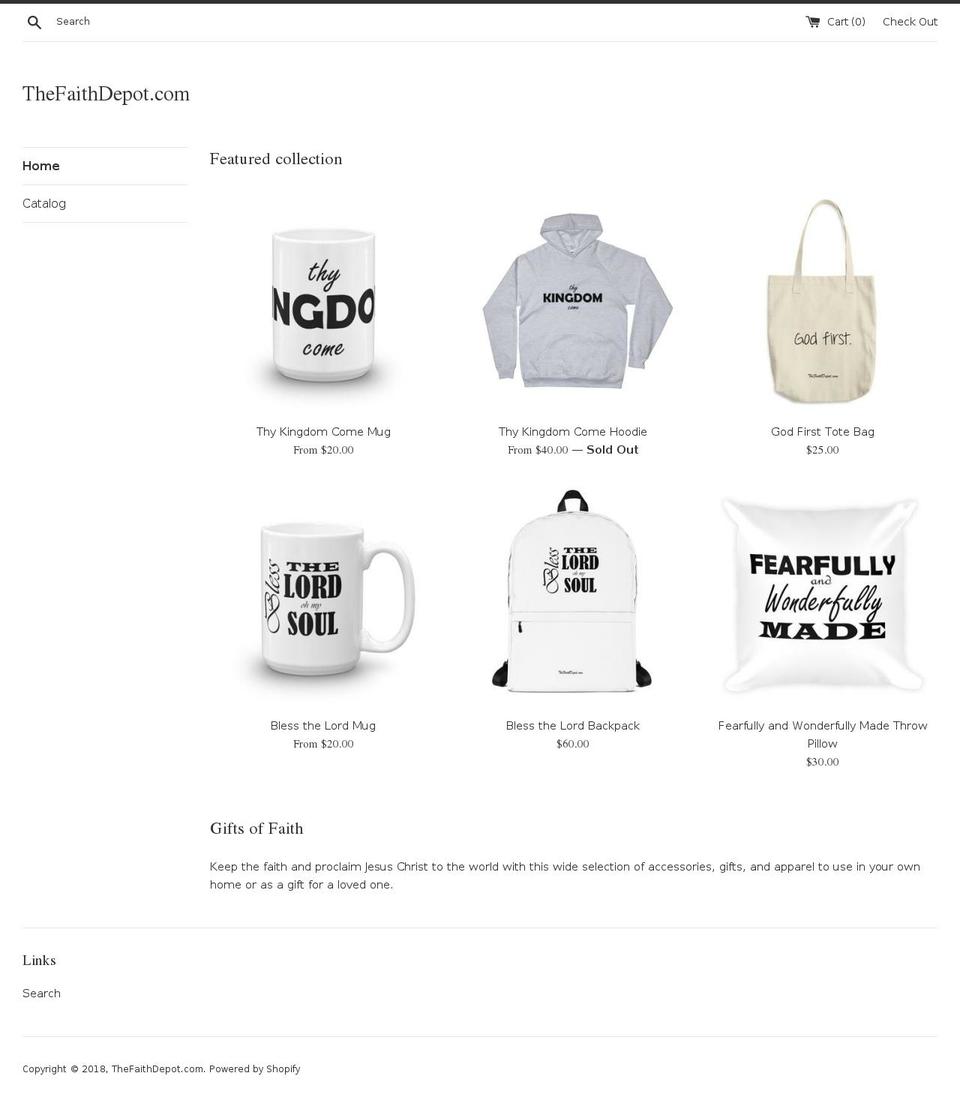 thefaithdepot.com — Shopify storefront screenshot