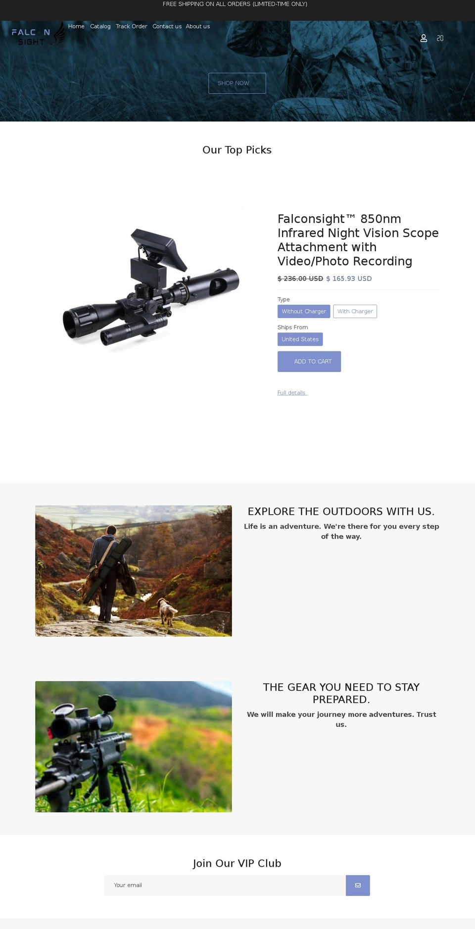 thefalconsight.com shopify website screenshot