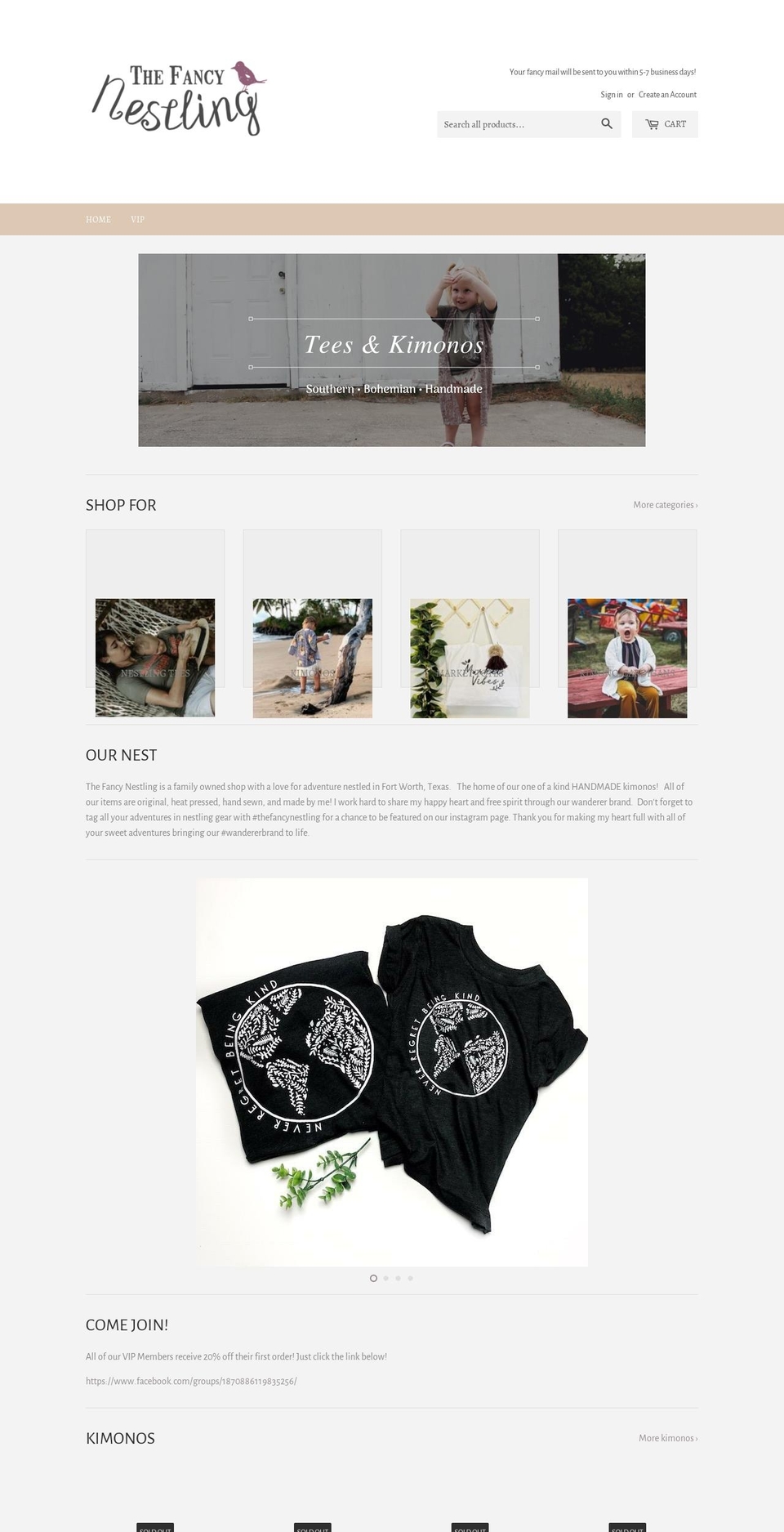 thefancynestling.com — Shopify storefront screenshot