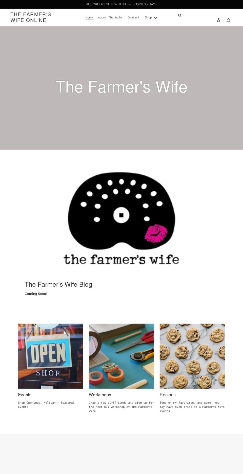 thefarmerswifeonline.com shopify website screenshot