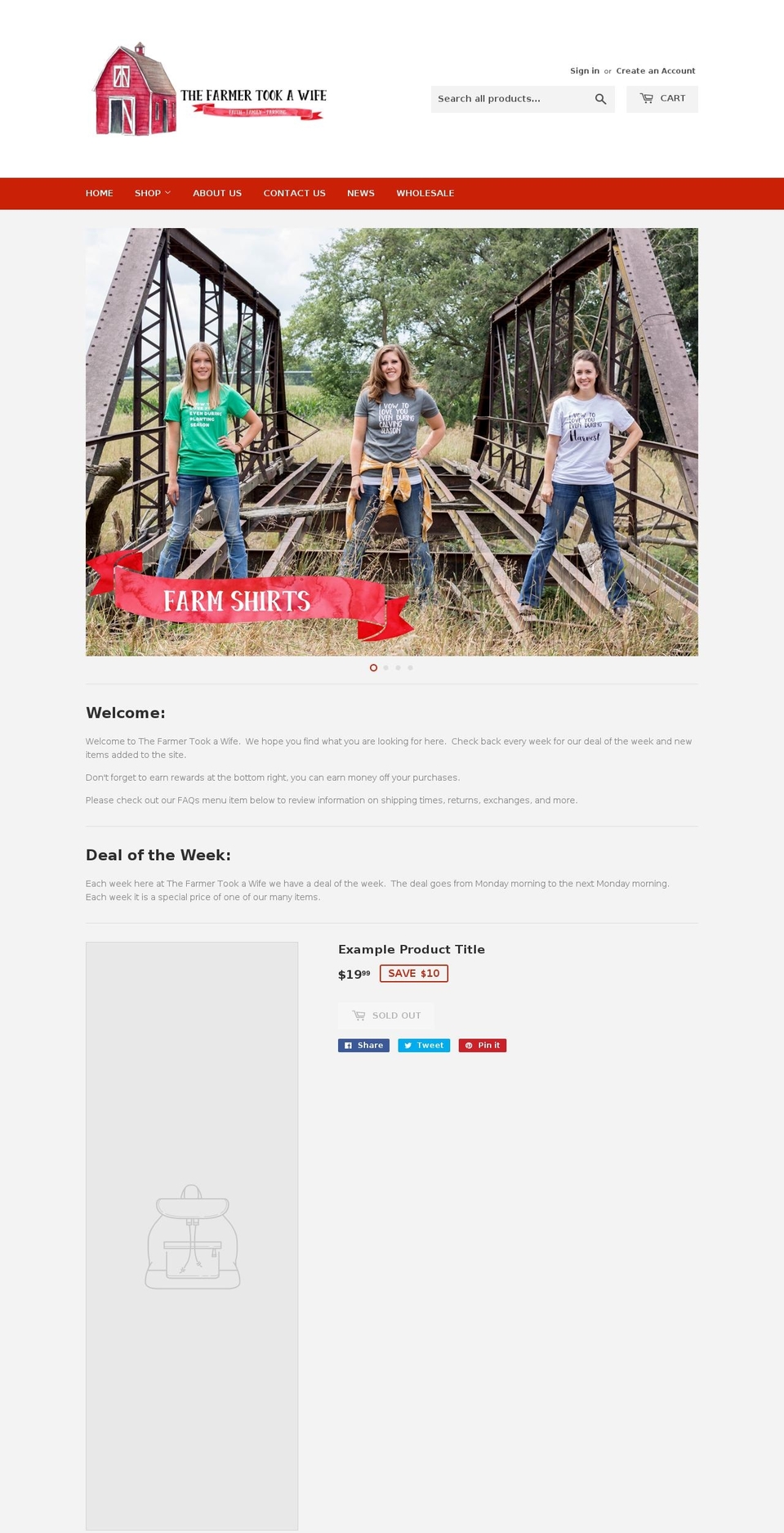 thefarmertookawife.com — Shopify storefront screenshot
