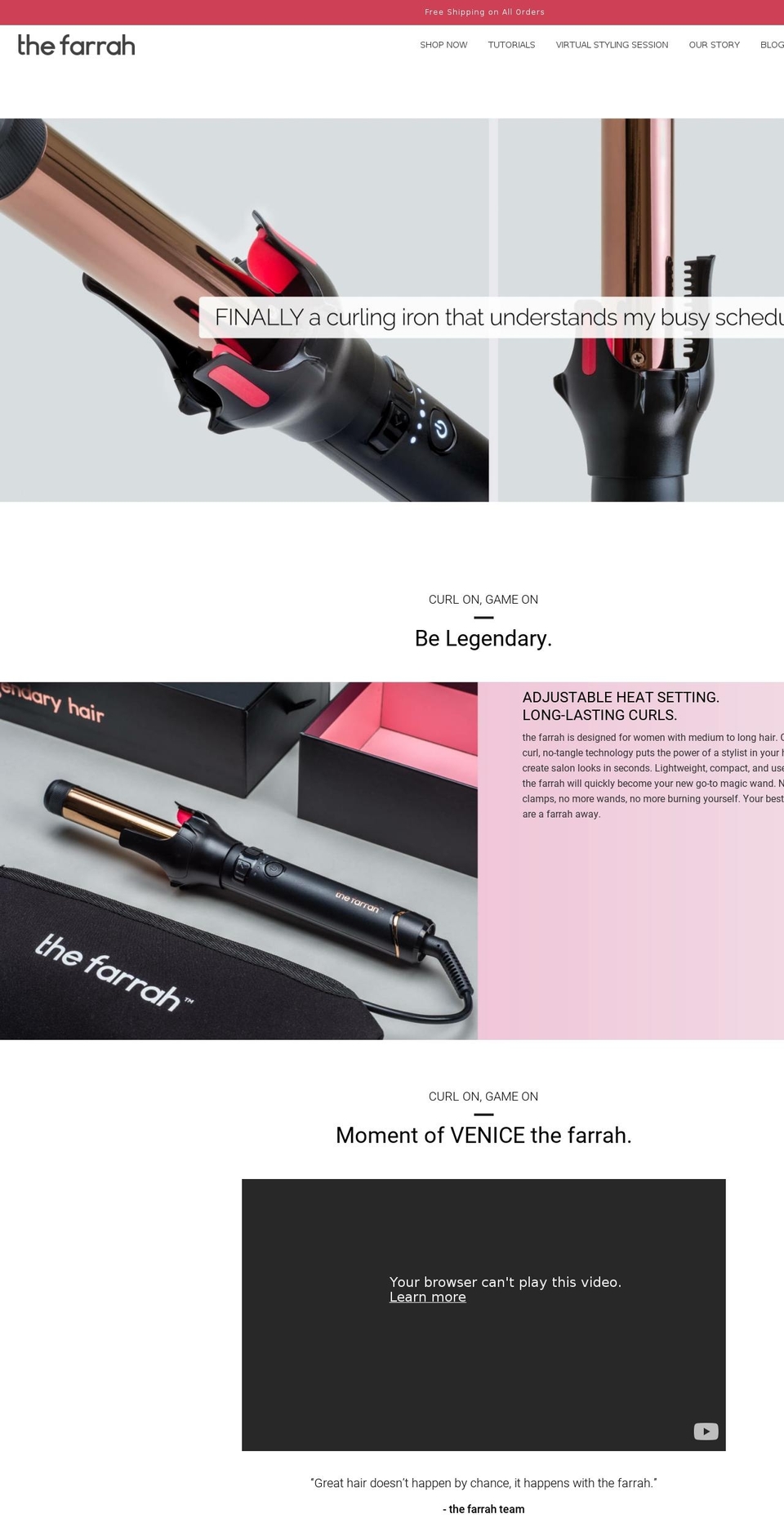 thefarrah.com shopify website screenshot
