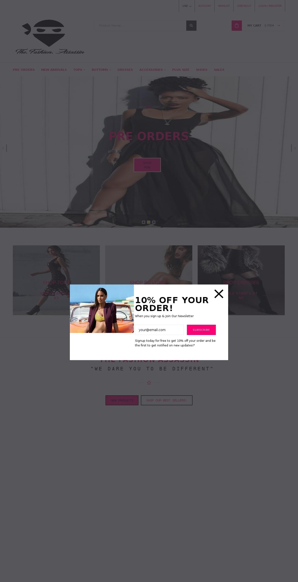thefashionassassin.com — Shopify storefront screenshot