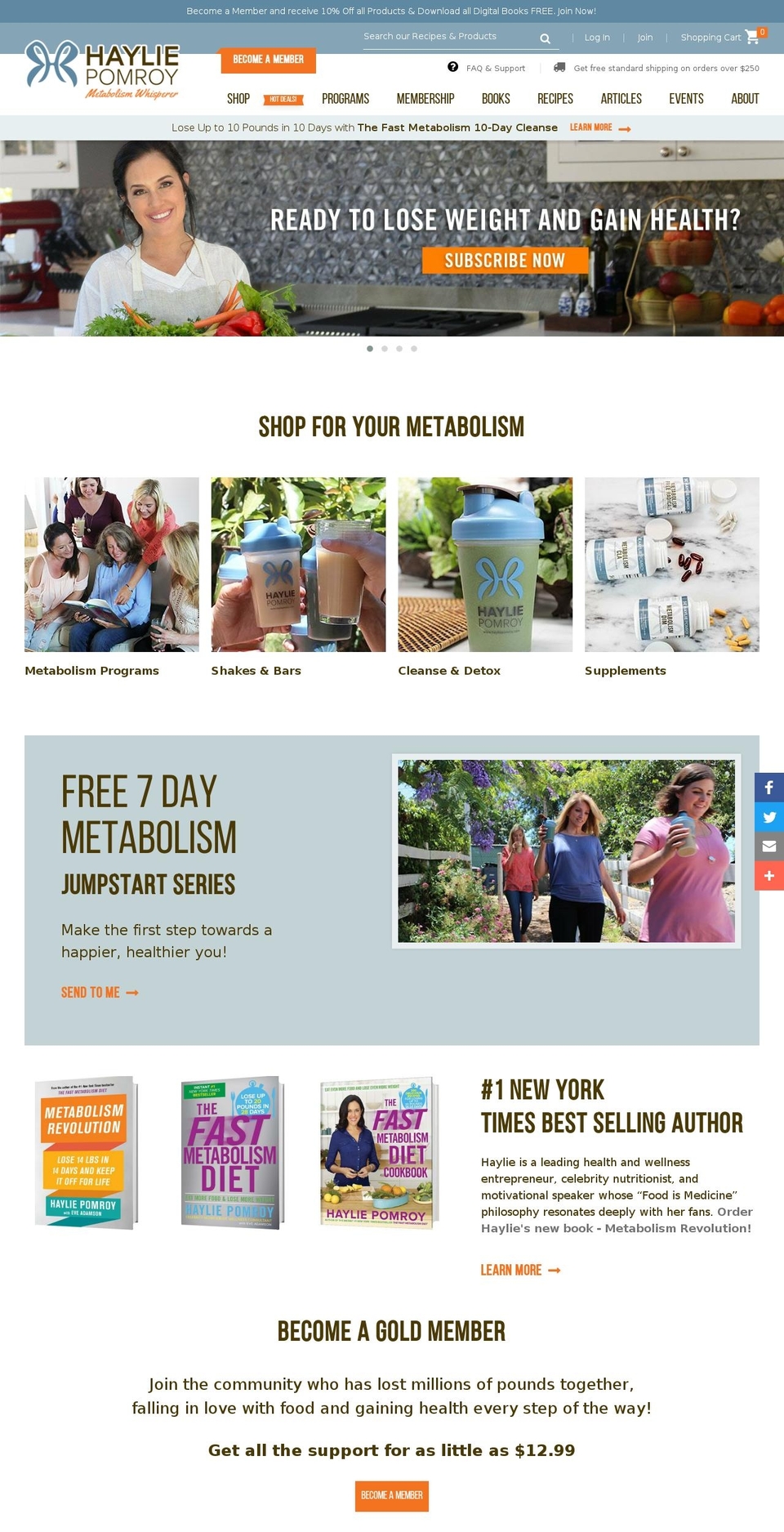 Haylie Pomroy - Production V7 Shopify theme site example thefastmetabolismdiet.com