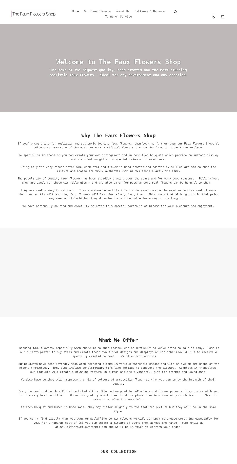 thefauxflowersshop.com shopify website screenshot