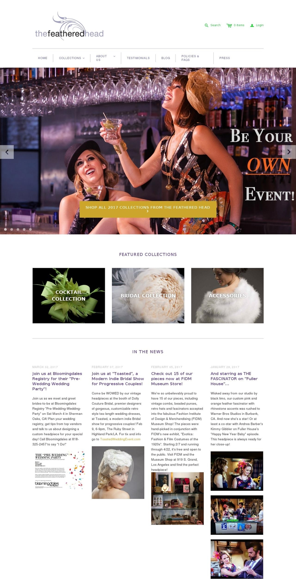 thefeatheredhead.com shopify website screenshot