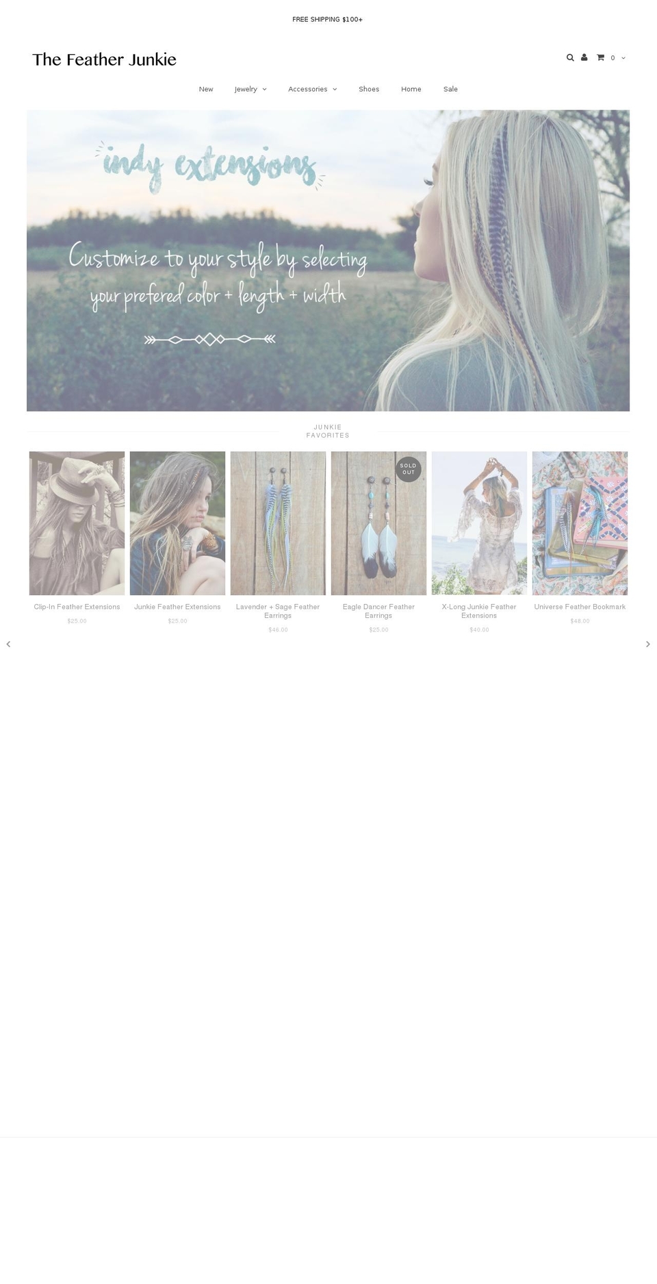 thefeatherjunkie.com shopify website screenshot