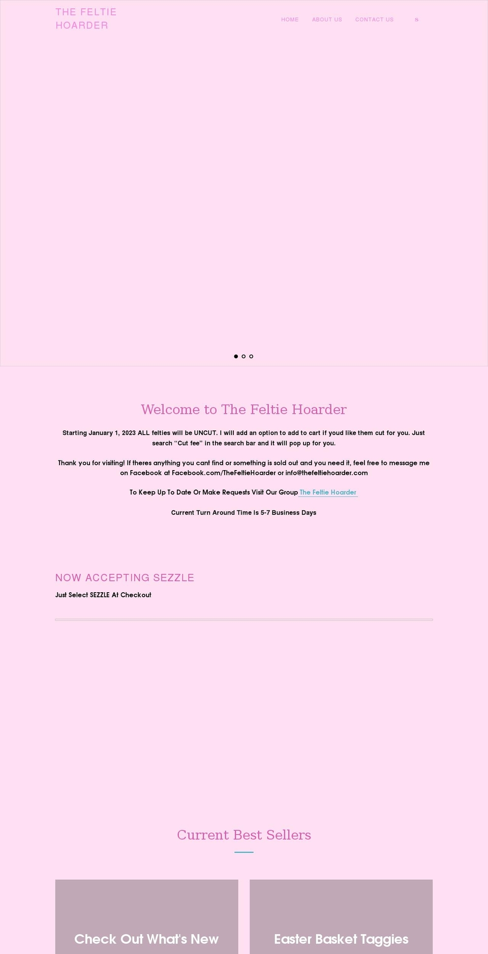 thefeltiehoarder.com shopify website screenshot