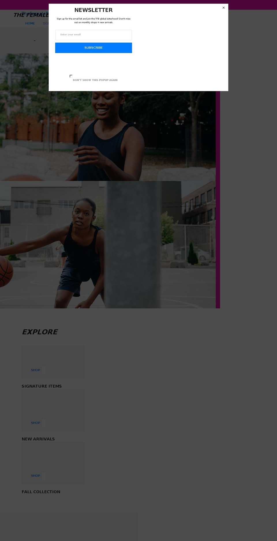 Random-index- Shopify theme site example thefemaleballer.com