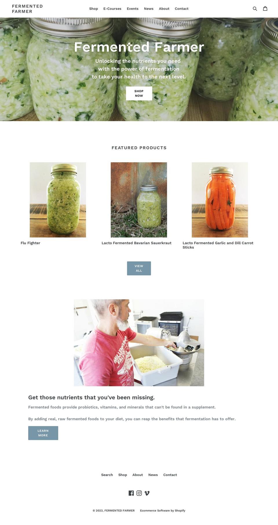 thefermentedfarmer.com shopify website screenshot