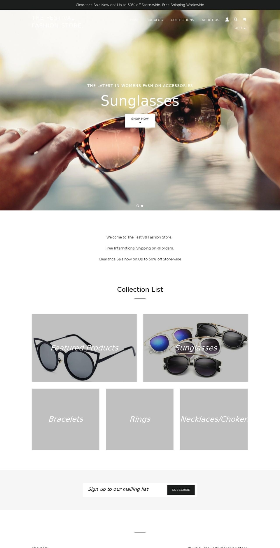 thefestivalfashionstore.com — Shopify storefront screenshot