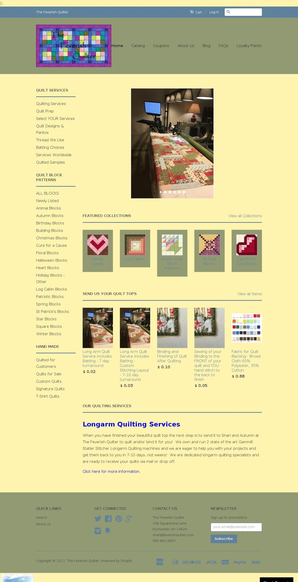 thefeverishquilter.com shopify website screenshot