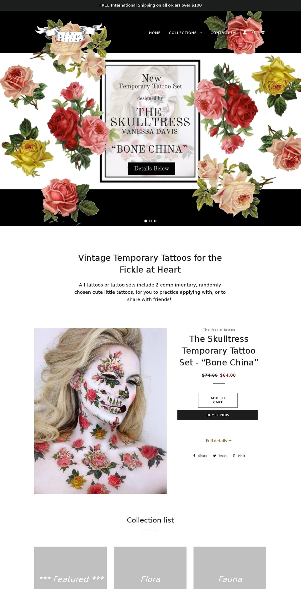 thefickletattoo.com — Shopify storefront screenshot