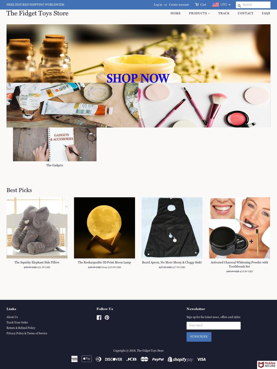 thefidgettoys.net shopify website screenshot
