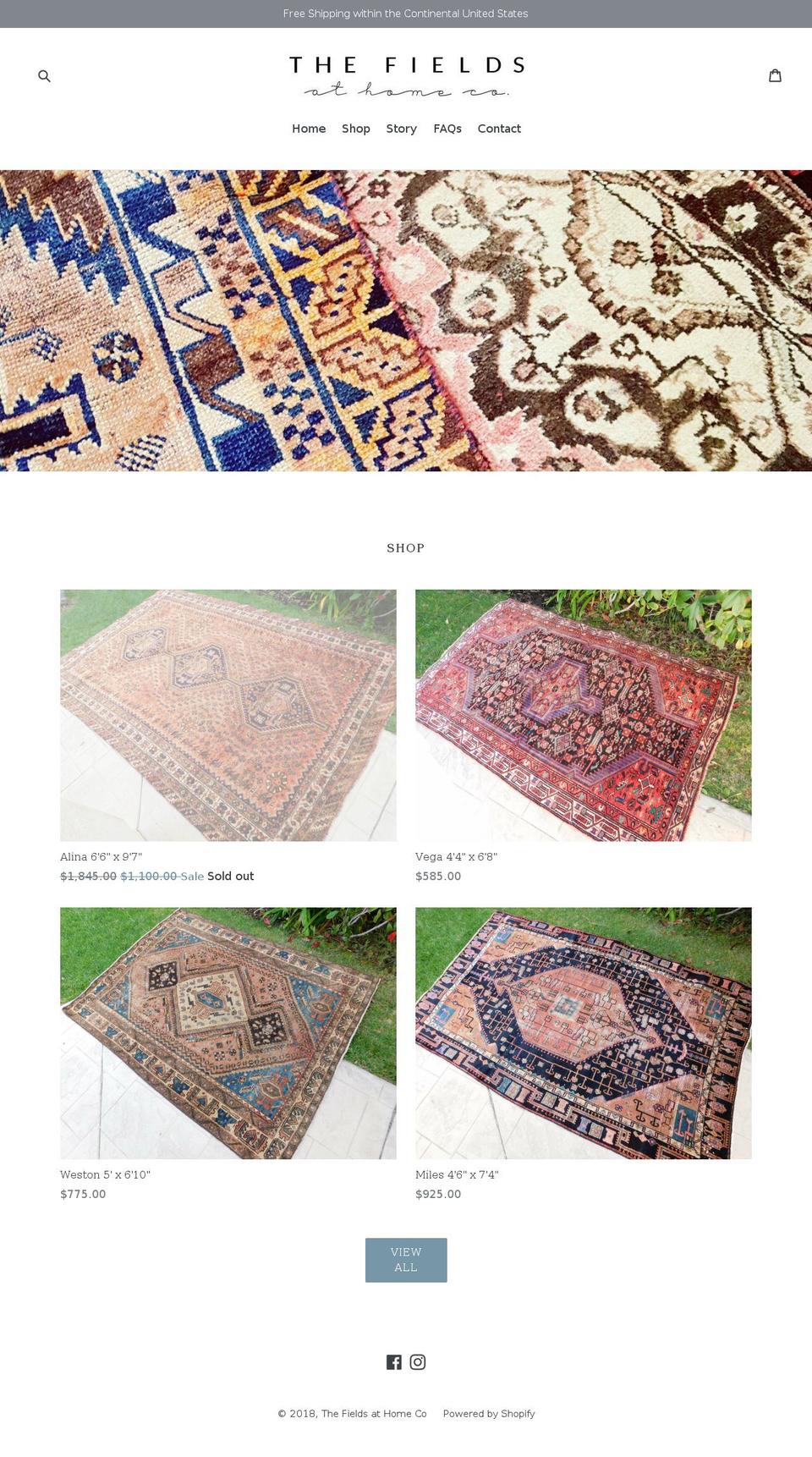thefieldsathome.com — Shopify storefront screenshot