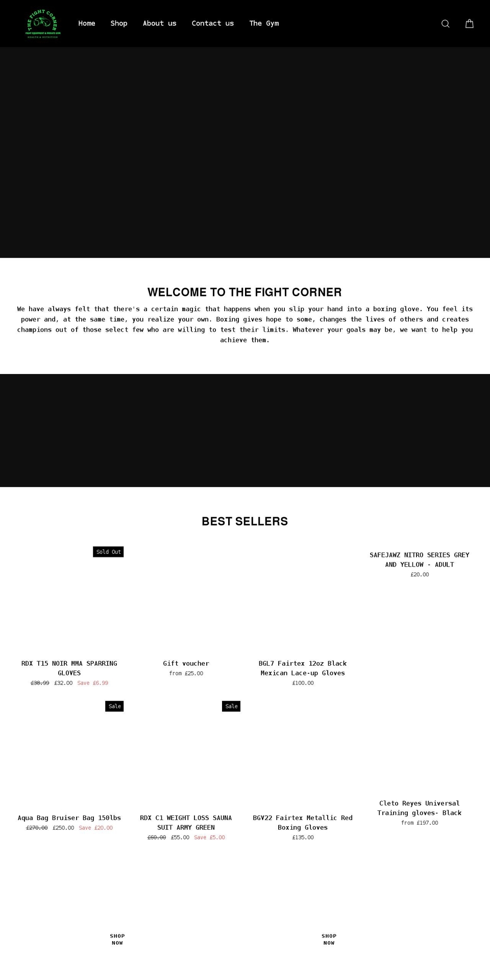 thefightcorner.co.uk shopify website screenshot