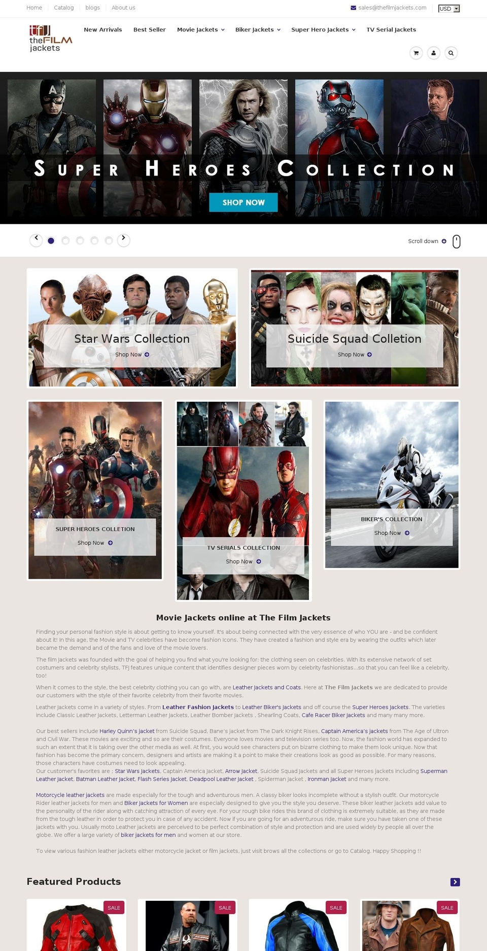 thefilmjackets.com shopify website screenshot