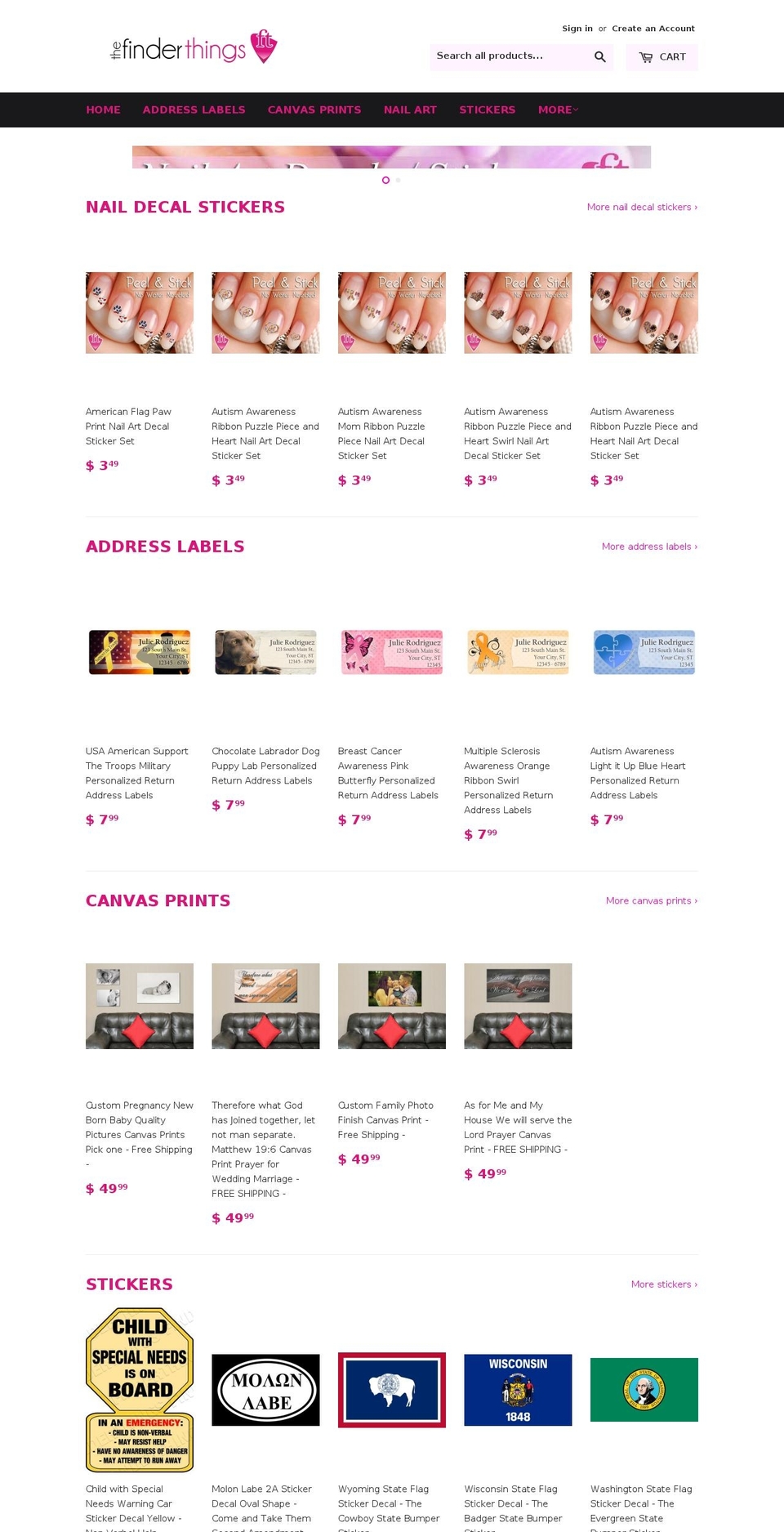 thefinderthings.net shopify website screenshot