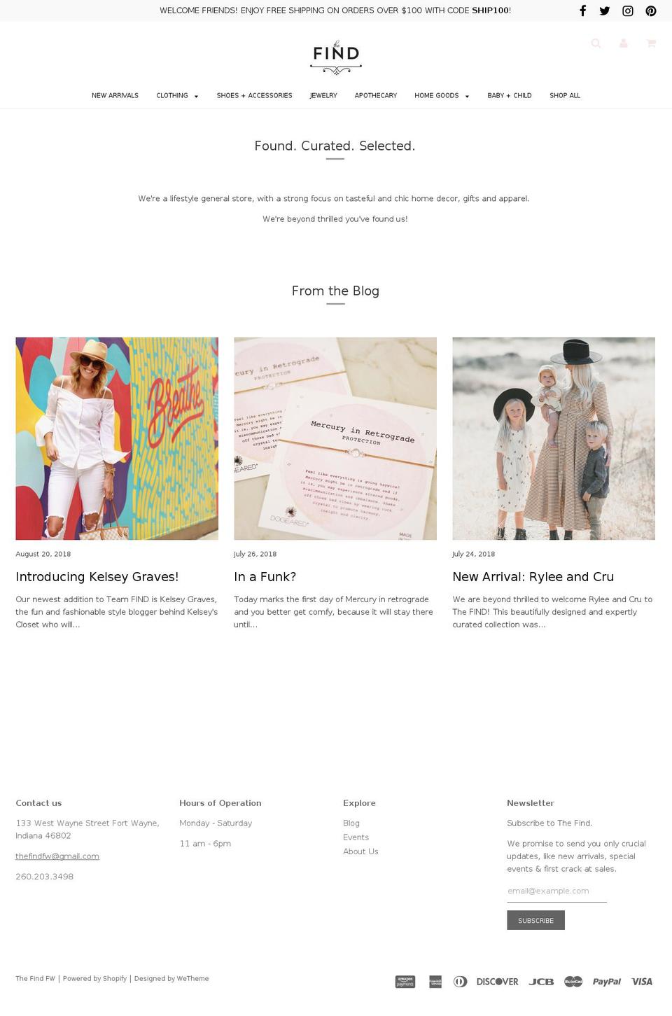 thefindfw.com shopify website screenshot