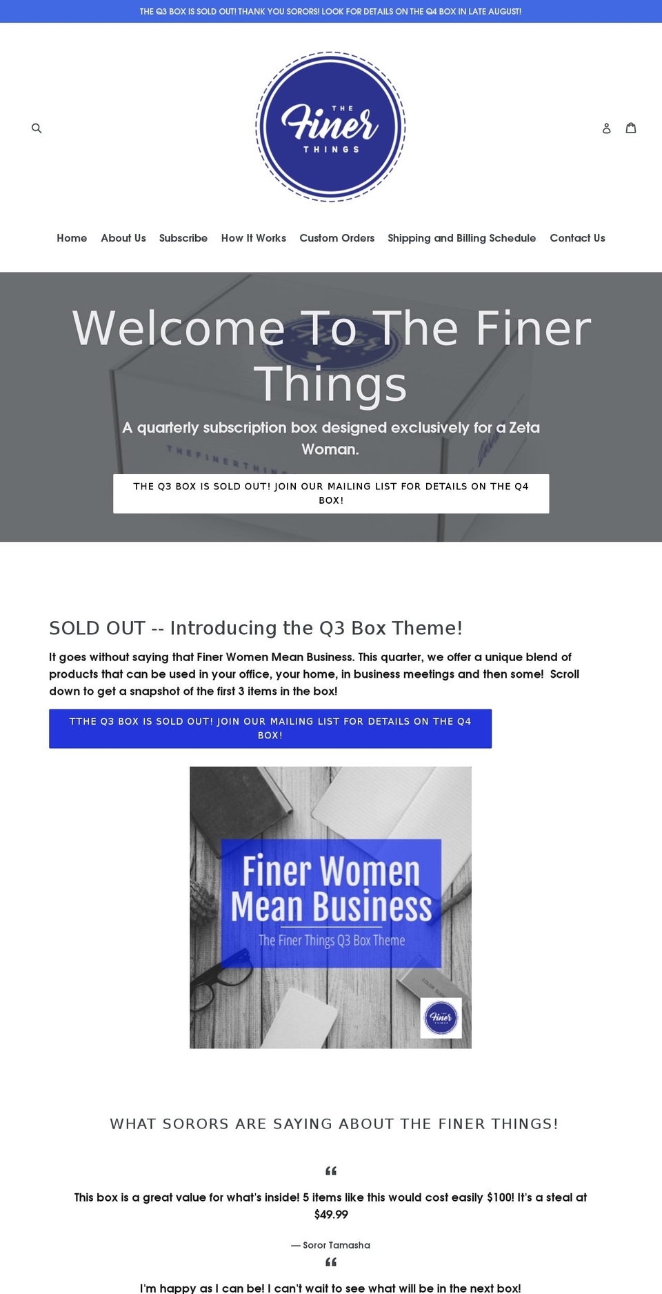 thefinerthings1920.com — Shopify storefront screenshot