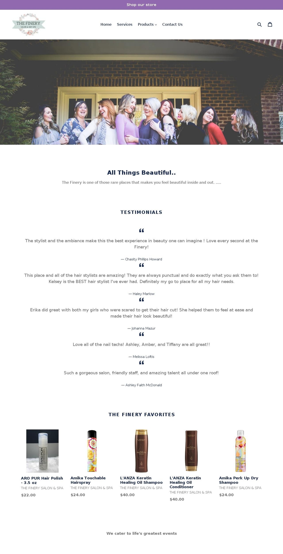 thefinerysalon.com shopify website screenshot