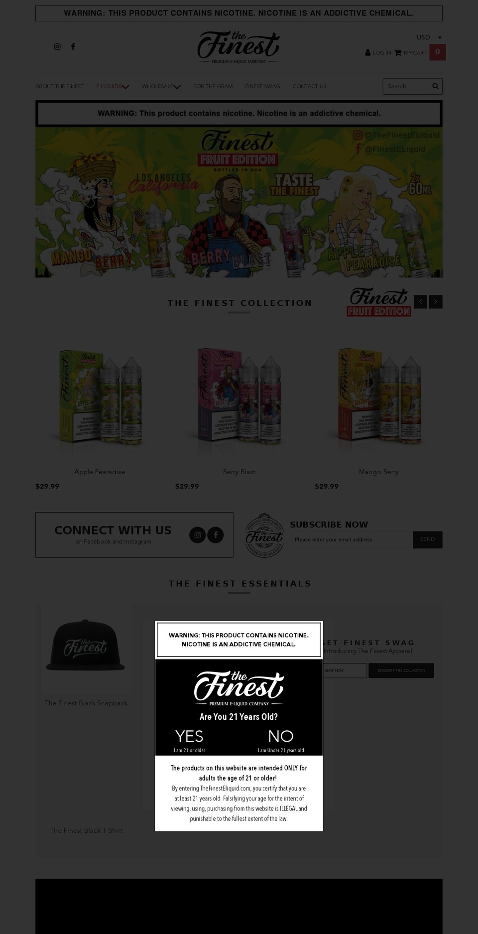 thefinesteliquid.com shopify website screenshot